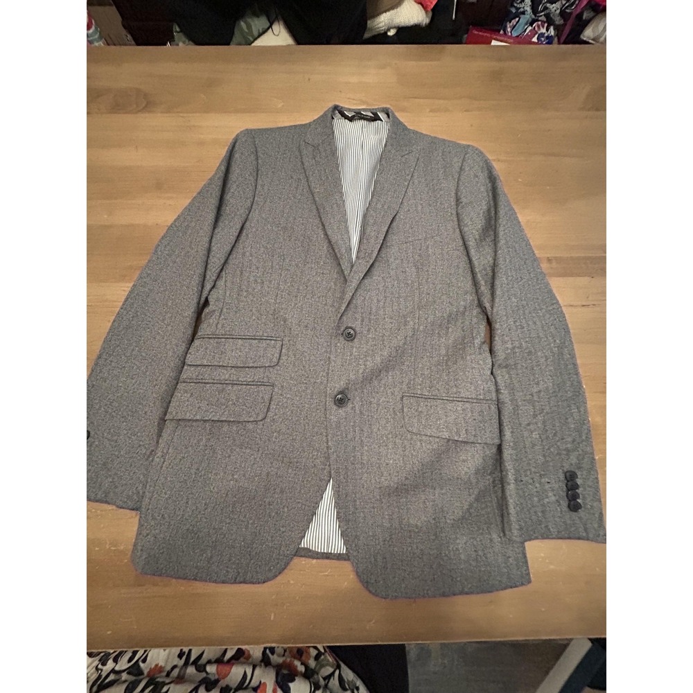 Banana Republic Blazer Mens 38R Gray Modern Slim Fit Italian Fabric‎ *Pinholes*